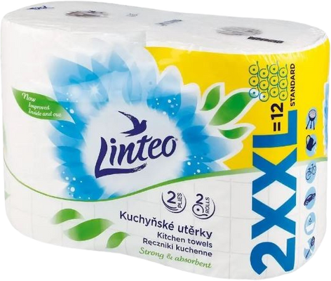 Linteo Kuchynské utierky XXL 2vrstvové biele 2 ks