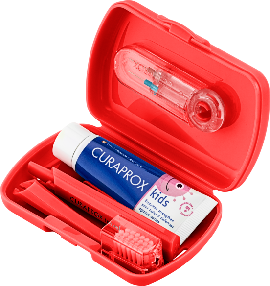Curaprox Travel set KIDS červený