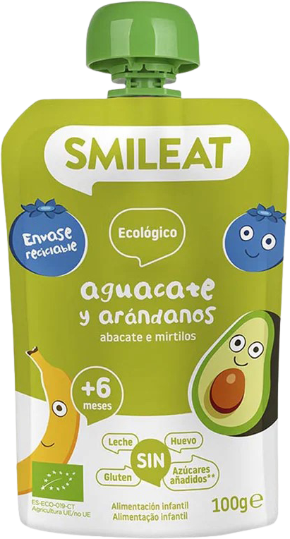 Smileat BIO vrecko jablko, banán, avokádo a čučoriedky 6M+ 100 g