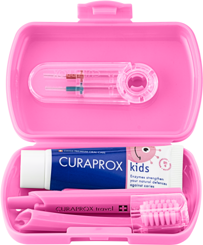 Curaprox Travel set KIDS ružový