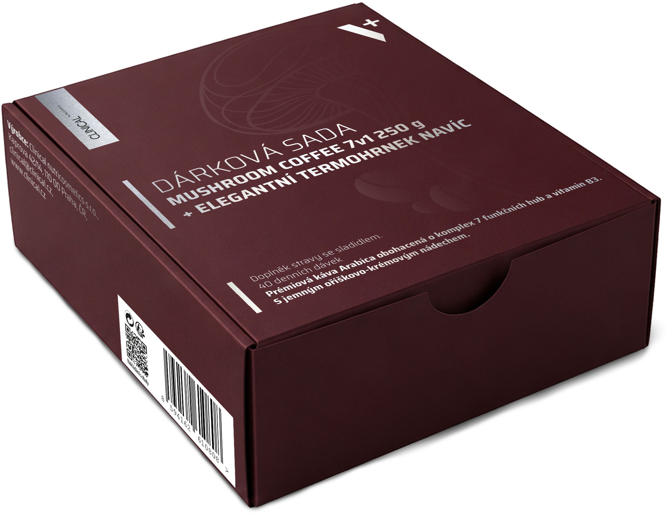 Clinical Darčeková sada Mushroom Coffee 7v1 + elegantný termohrnček navyše