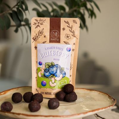 Natu Čučoriedkové guličky s kešu krémom 70 g