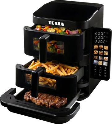 Tesla AirCook TrioZone Q636 XXL - multifunkčná trojzónová digitálna teplovzdušná fritéza