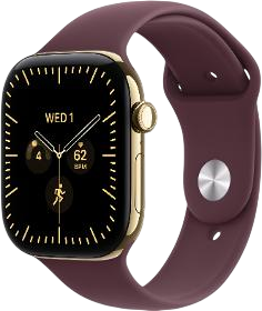 Apple Watch Series 12 GPS + Cellular so žiarivo zlatým titánovým puzdrom a bordovým športovým remienkom
