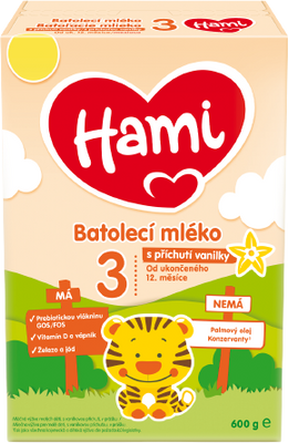 Hami 3 Batoľacie mlieko s príchuťou vanilky od uk. 12. mesiaca 5 x 600 g