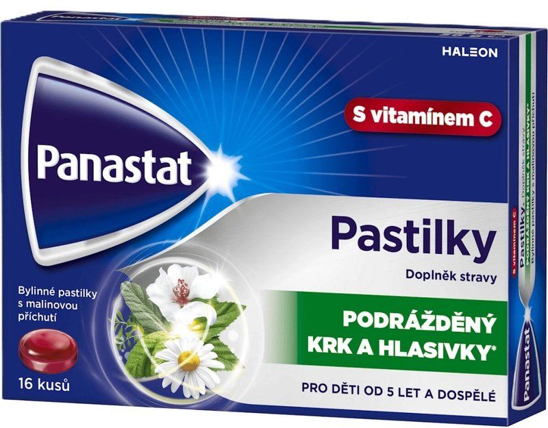 Panastat Bylinné pastilky s vitamínom C príchuť malina 16 ks