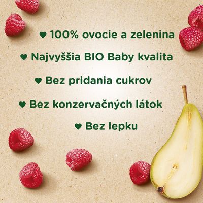 Sunar BIO ovocná kapsička hruška, malina 4m+ 100 g