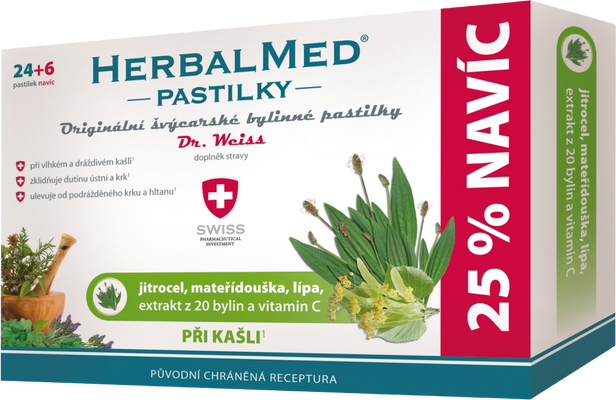 HerbalMed PASTILKY pri kašli 30 pastiliek