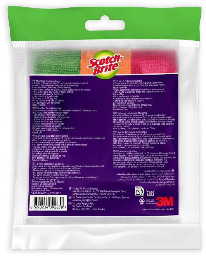 3M Scotch-Brite™ Čistiace utierky z mikrovlákna, farebný mix 3 ks