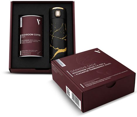 Clinical Darčeková sada Mushroom Coffee 7v1 + elegantný termohrnček navyše