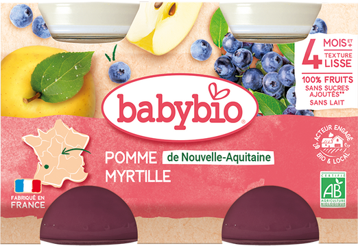 Babybio jablko, čučoriedky 2 x 130 g