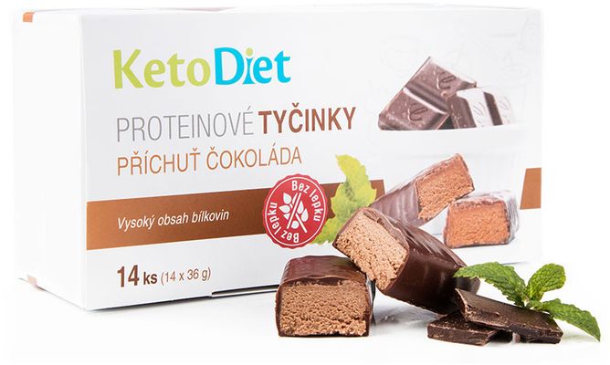 KetoDiet Proteínové tyčinky s príchuťou čokolády, 14 x 36 g | Pilulka.sk