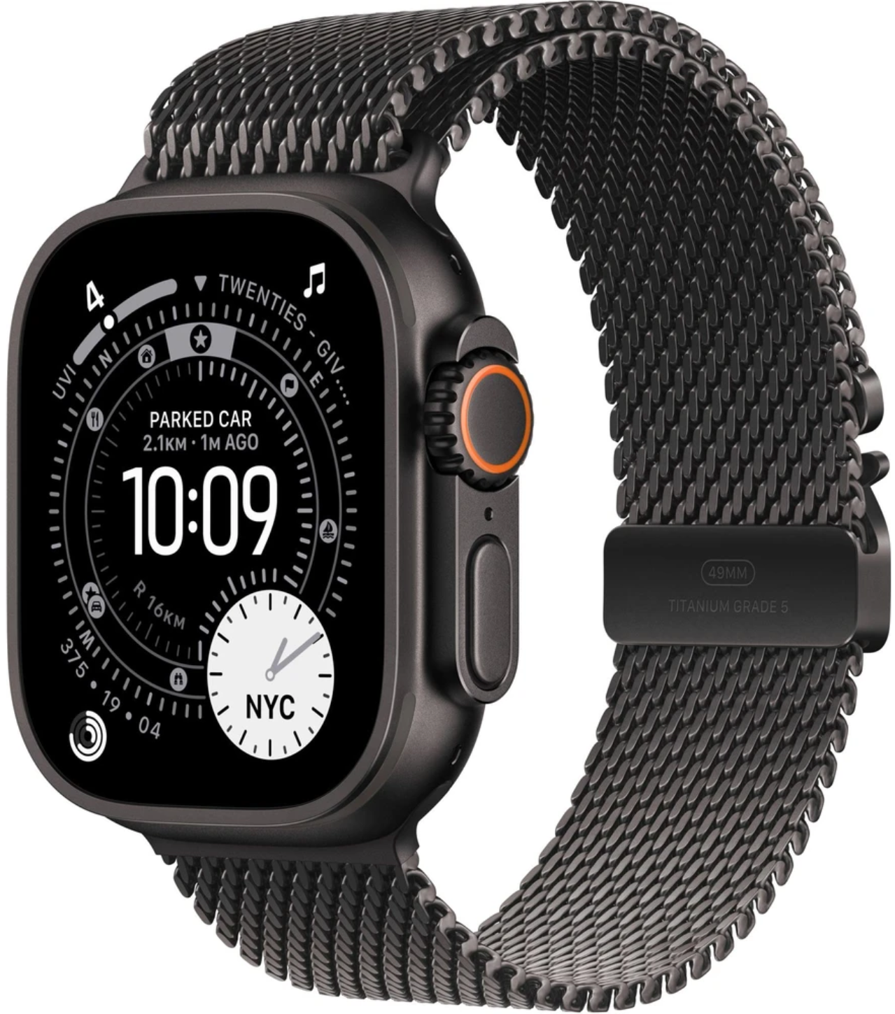 Apple Watch Ultra 3 GPS + Cellular 49mm čierny titán - čierny titánový milánsky ťah - M