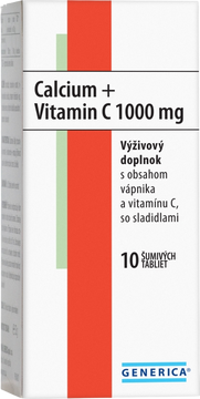 Generica Calcium + Vitamin C 1000 mg 10 šumivých tabliet