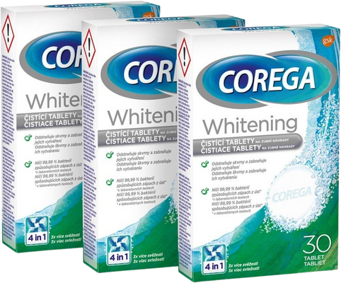 Corega Tablety Whitening 3 x 30 ks