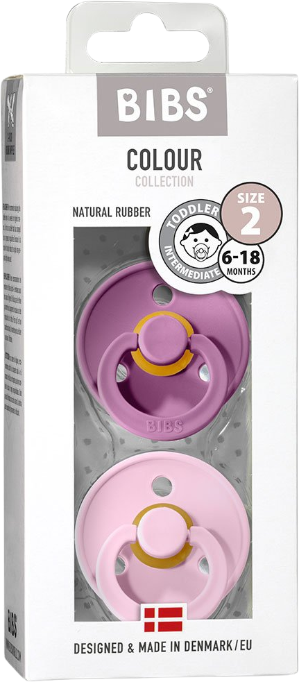 BIBS Colour Cumlíky z prírodného kaučuku, veľkosť 2, Lavender/Baby Pink 2 ks