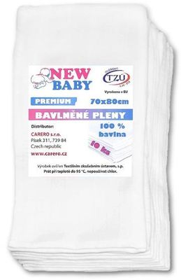 New Baby Bavlnené plienky PREMIUM 70 x 80 cm 10 ks