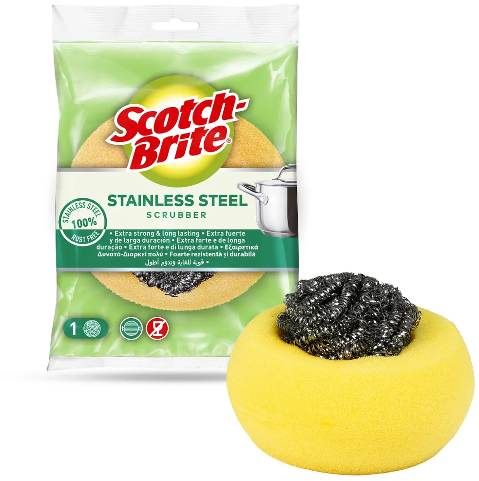 3M Scotch-Brite® Nerezová drôtenka s integrovanou hubkou 1 ks