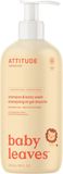 Attitude Baby Leaves Detské telové mydlo a šampón (2v1) s vôňou hruškovej šťavy 473 ml