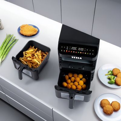 Tesla AirCook DualZone Q670 XXL - multifunkčná duálna digitálna horúcovzdušná fritéza