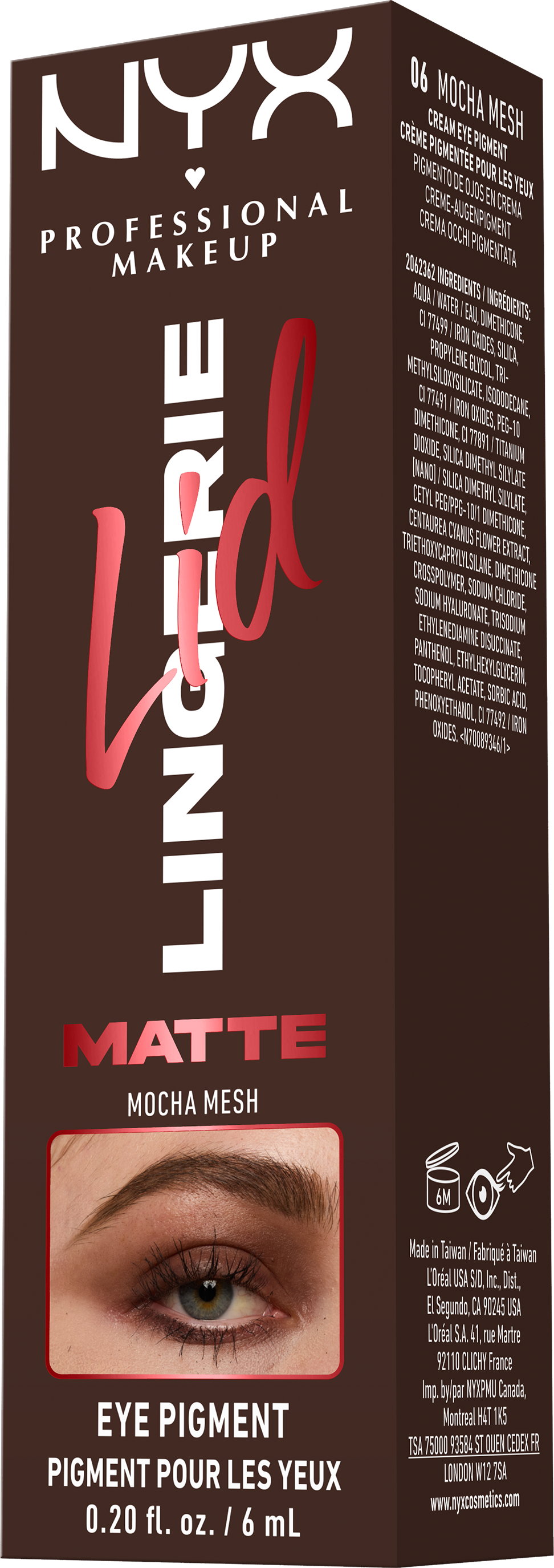 NYX Professional Makeup Tekuté očné tiene Lid Lingerie - 06 Mocha Mesh 6 ml