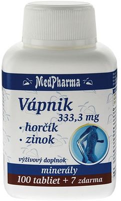MedPharma Vápnik 333,3 mg + Horčík + Zinok 107 tabliet