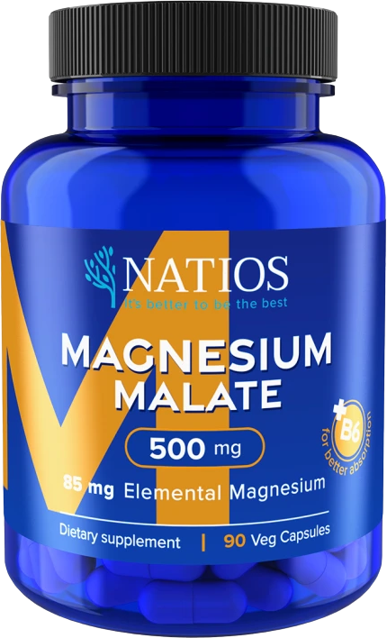 Natios Magnesium Malate 500 mg + B6, (el. horčík 85 mg), 90 kapsúl