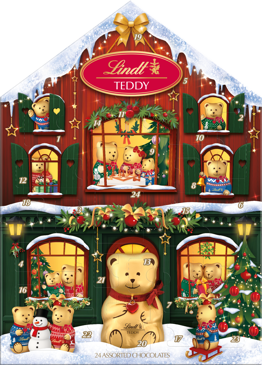 Lindt Čokoládový vianočný kalendár v tvare domčeka 146 g