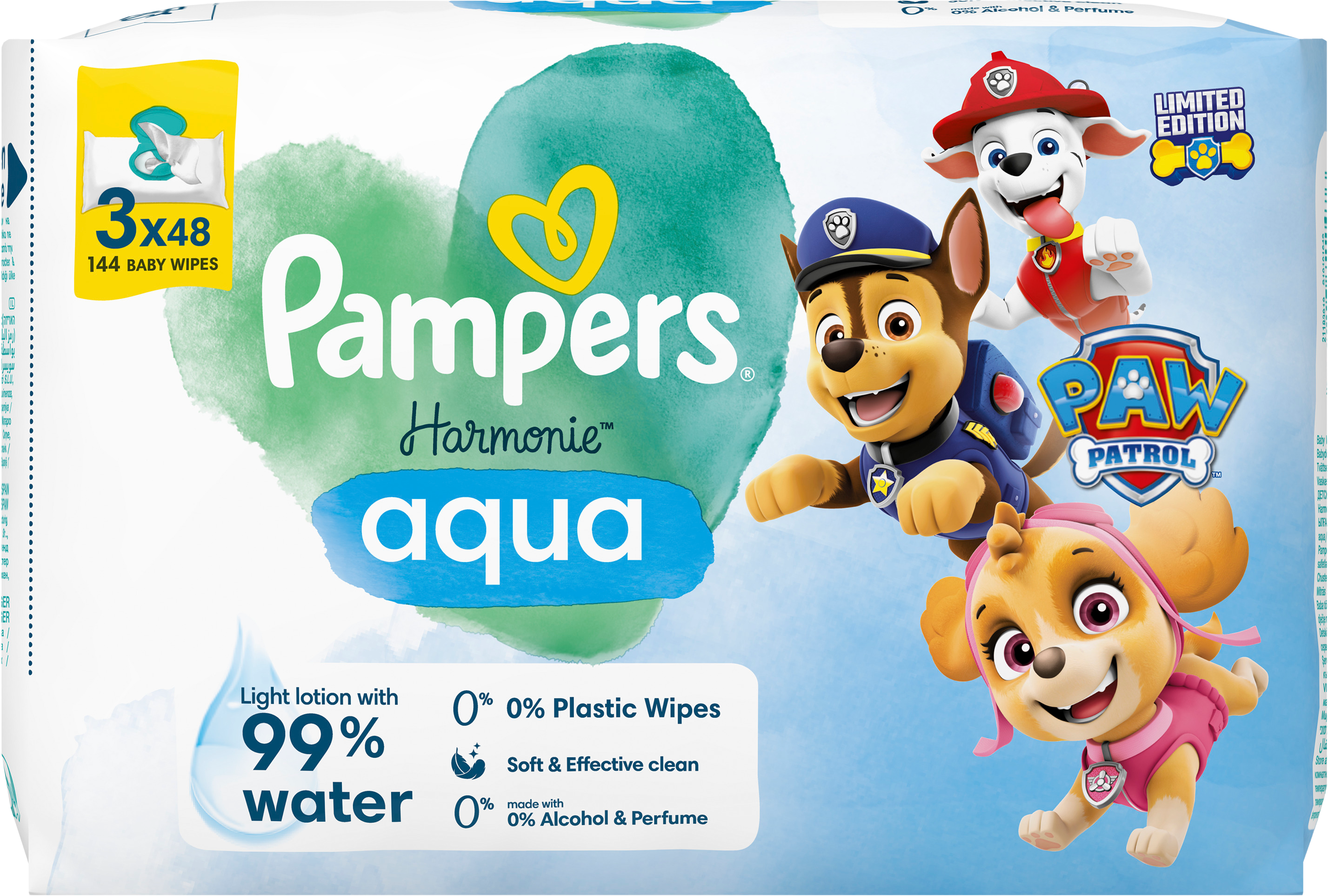 Pampers Harmónia Aqua Detské čistiace obrúsky 144 ks