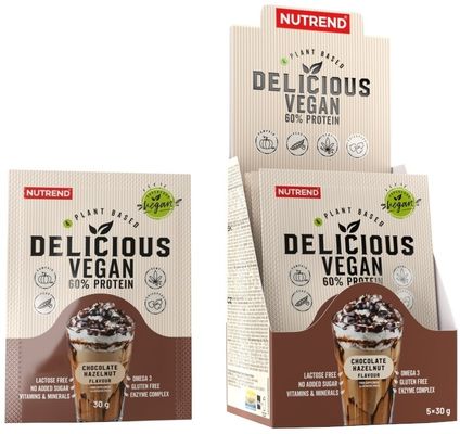 Nutrend Delicious Vegan Protein Čokoláda a lieskový oriešok vrecká 5 x 30 g