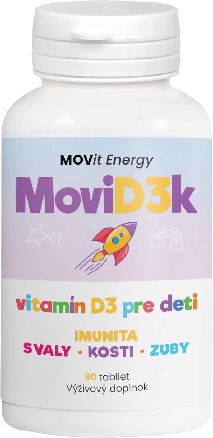 Movit Energy - MoviD3k - Vitamín D3 pre deti, 800 I.U., 20 mcg 90 tabliet