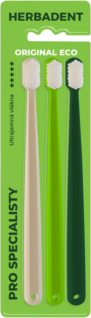 Herbadent Original ECO 5* Tripplepack Zubná kefka, ultra jemné vlákna, v blistri 3 ks