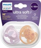 Philips Avent Cumlík Ultrasoft Premium zvieratko 6-18m dievča 2 ks