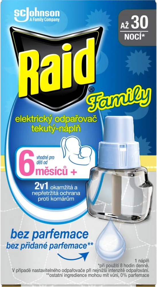 Raid Family náhradná tekutá náplň proti komárom - 30 nocí 21 ml