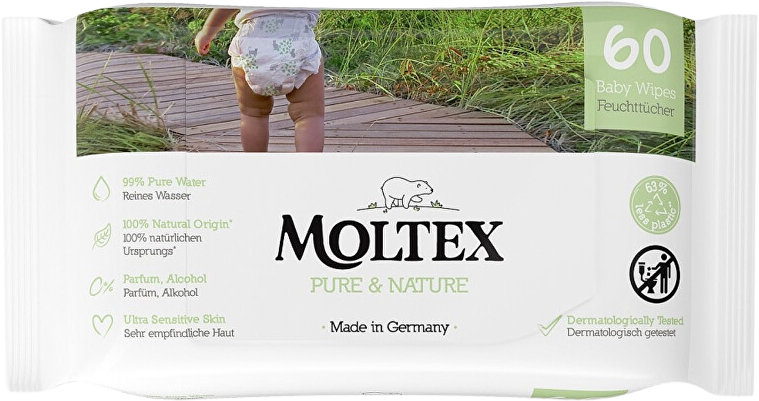 Moltex Pure & Nature Eko Vlhčené obrúsky na báze vody 60 ks
