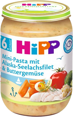 HiPP Mini cestoviny s aljašskou treskou v maslovej zelenine 190 g