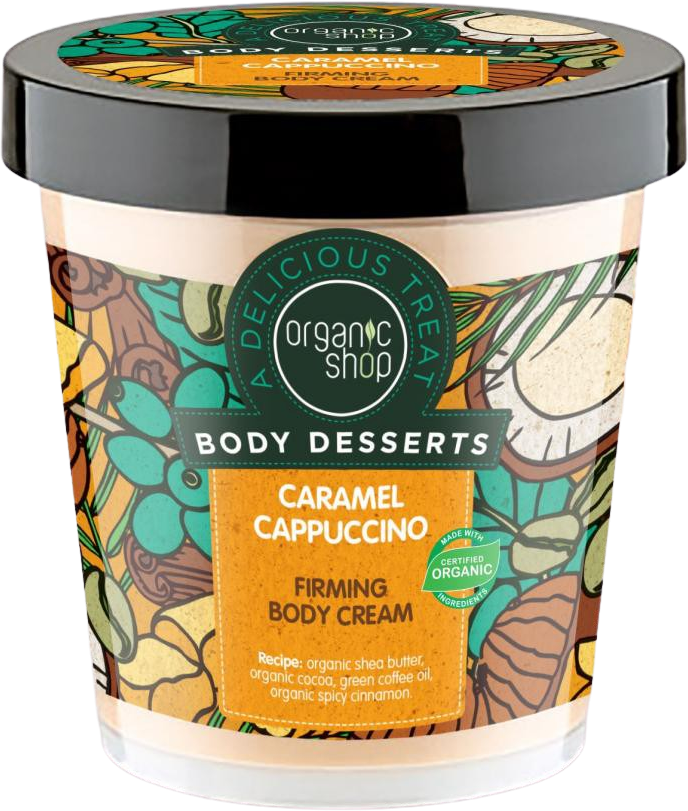 Organic Shop Karamelové cappuccino Spevňujúci telový krém 450 ml