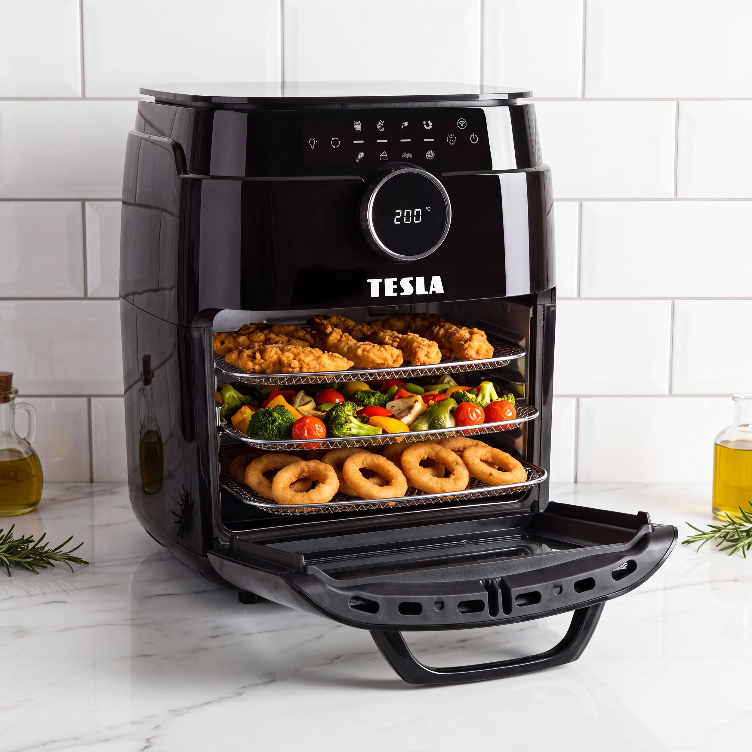 Tesla AirCook & Grill QG800 WiFi - multifunkčná digitálna teplovzdušná fritéza s grilom