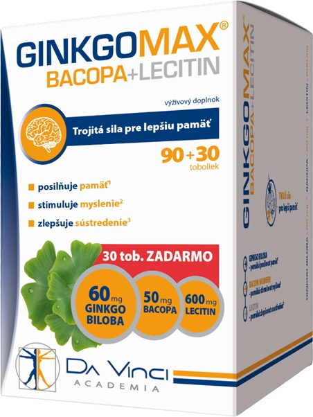 Da Vinci Academia Ginkgomax + Bacopa + Lecitín, 120 tobolek