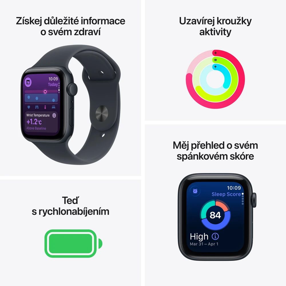 Apple Watch SE 3 44mm Hviezdne biely hliník s hviezdne bielym športovým remienkom M/L