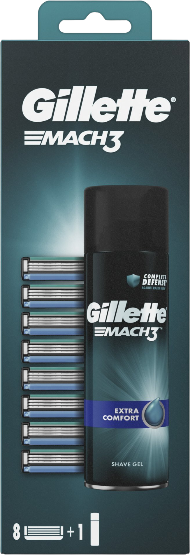 Gillette Mach3 náhradne hlavice 8ks + Mach3 Sensitive gél 200ml