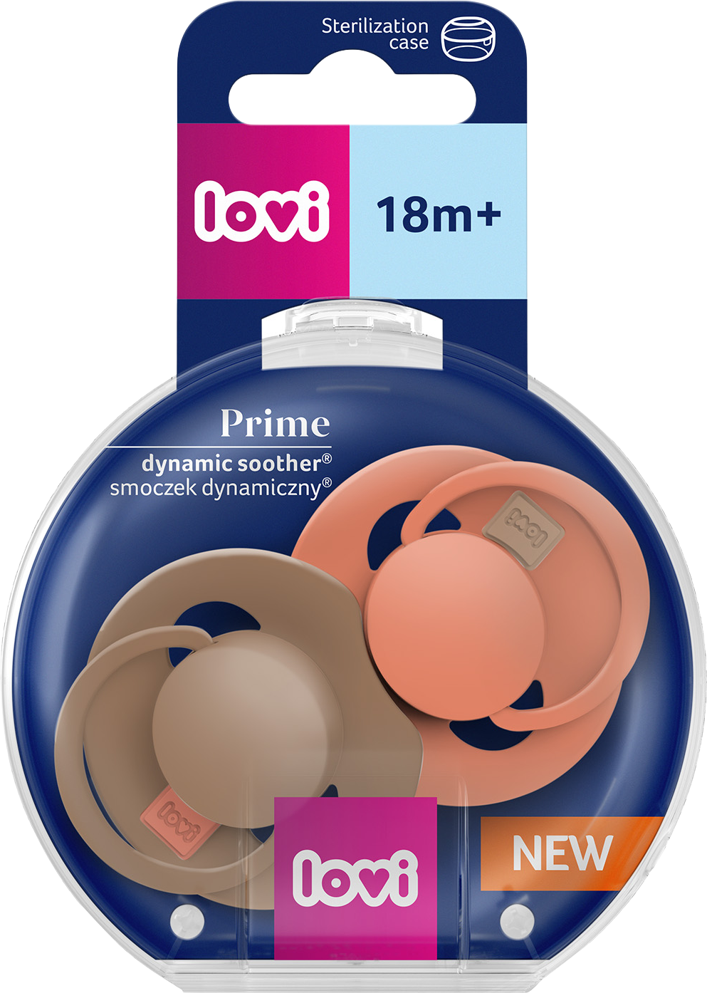 LOVI Cumlík silikónový dynamický PRIME 18m+ Granola/Orange 2 ks