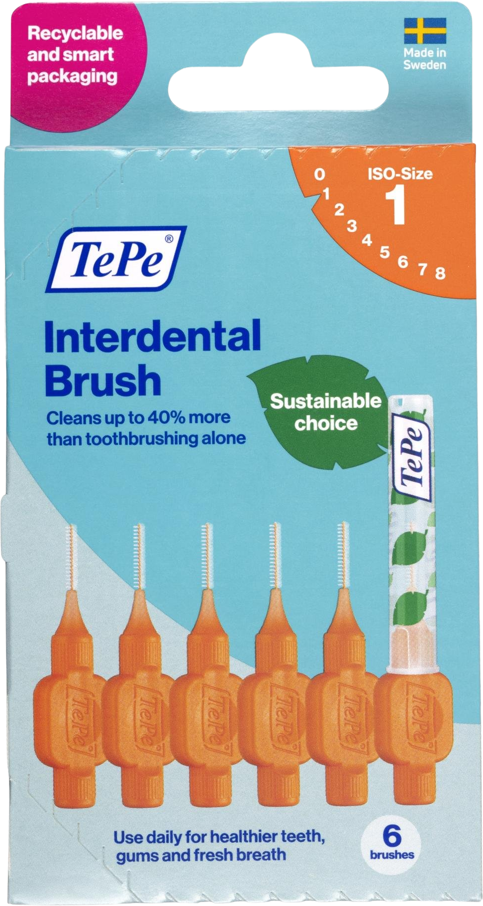 TePe Medzizubné kefky size 1 oranžová 0,45 mm, papierová krabička 6 ks