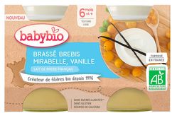 Babybio Brassé z ovčieho mlieka + mirabelky + vanilky 2 x 130 g