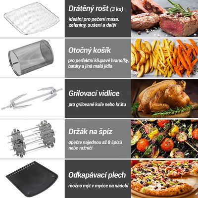 Tesla AirCook & Grill QG800 WiFi - multifunkčná digitálna teplovzdušná fritéza s grilom