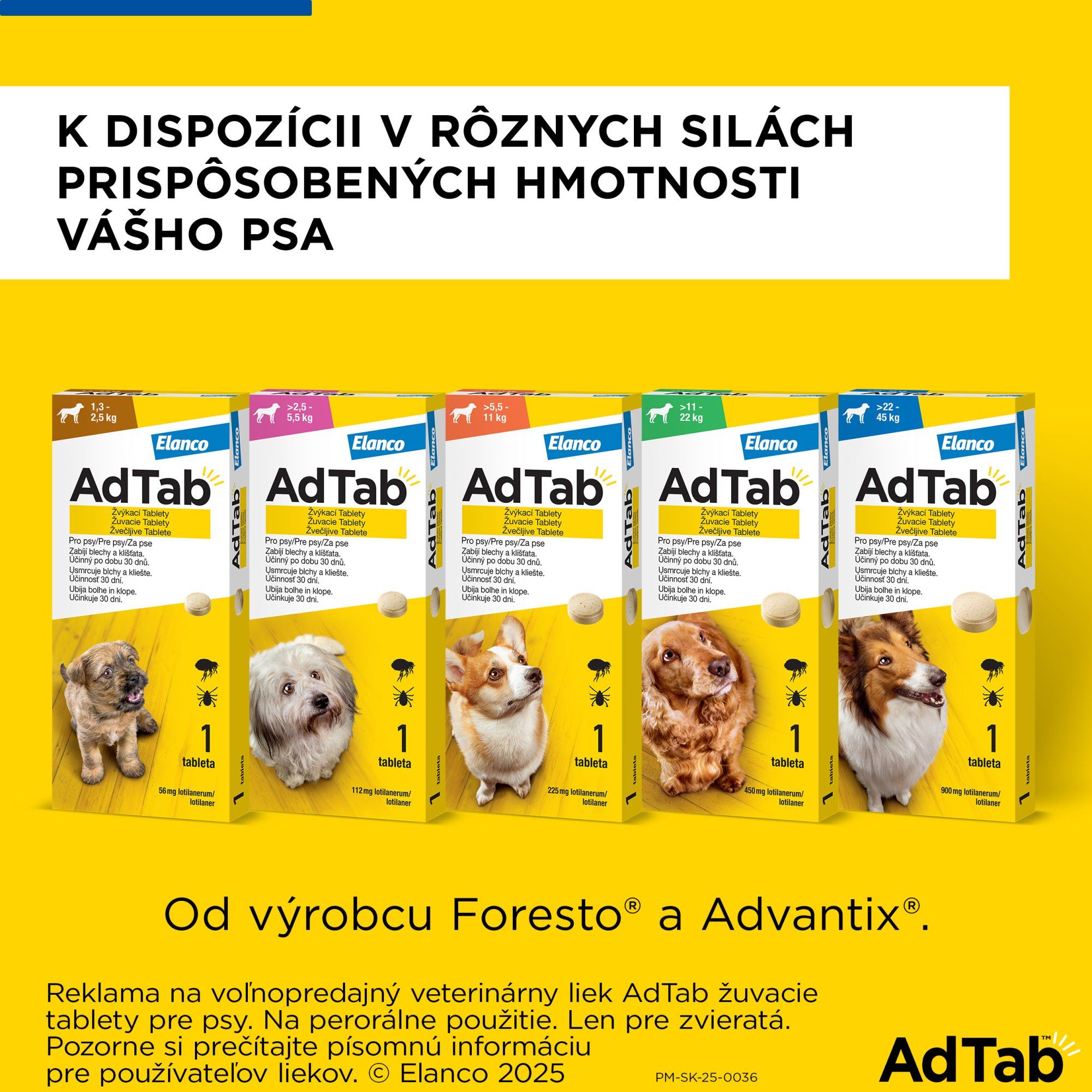 AdTab 450mg Žuvacia tableta pre psov 11-22kg