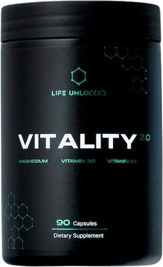 LifeUnlocked VITALITY 2.0 Magnesium + Vitamín D3 + K2, 90 kapsúl