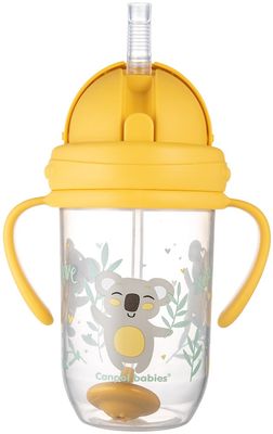 Canpol babies Exotic Animals nevylievací hrnček so slamkou a závažím žltý 270 ml