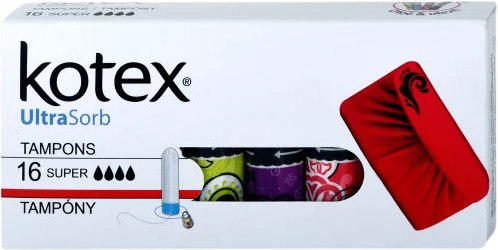 Kotex® Tampons UltraSorb Super hygienické tampóny 16 ks