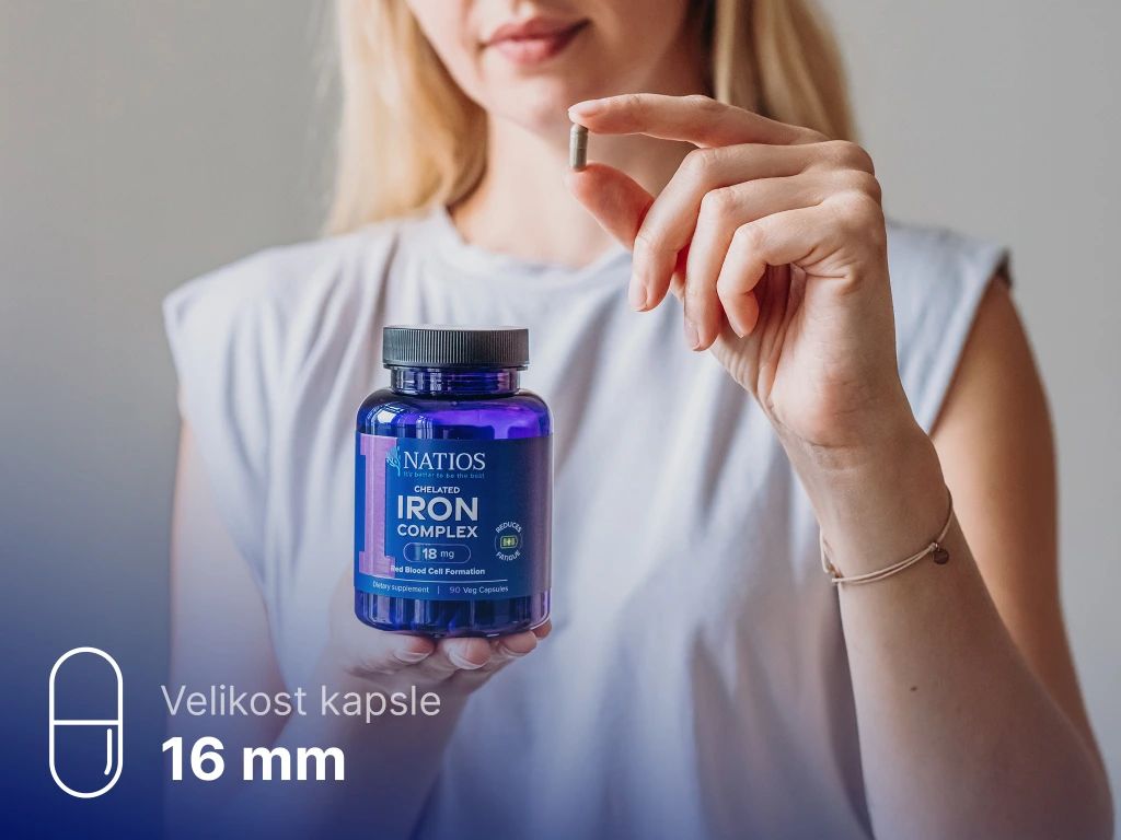 Natios Iron Chelated Complex, Železo bisglycinát, 18 mg 90 kapsúl